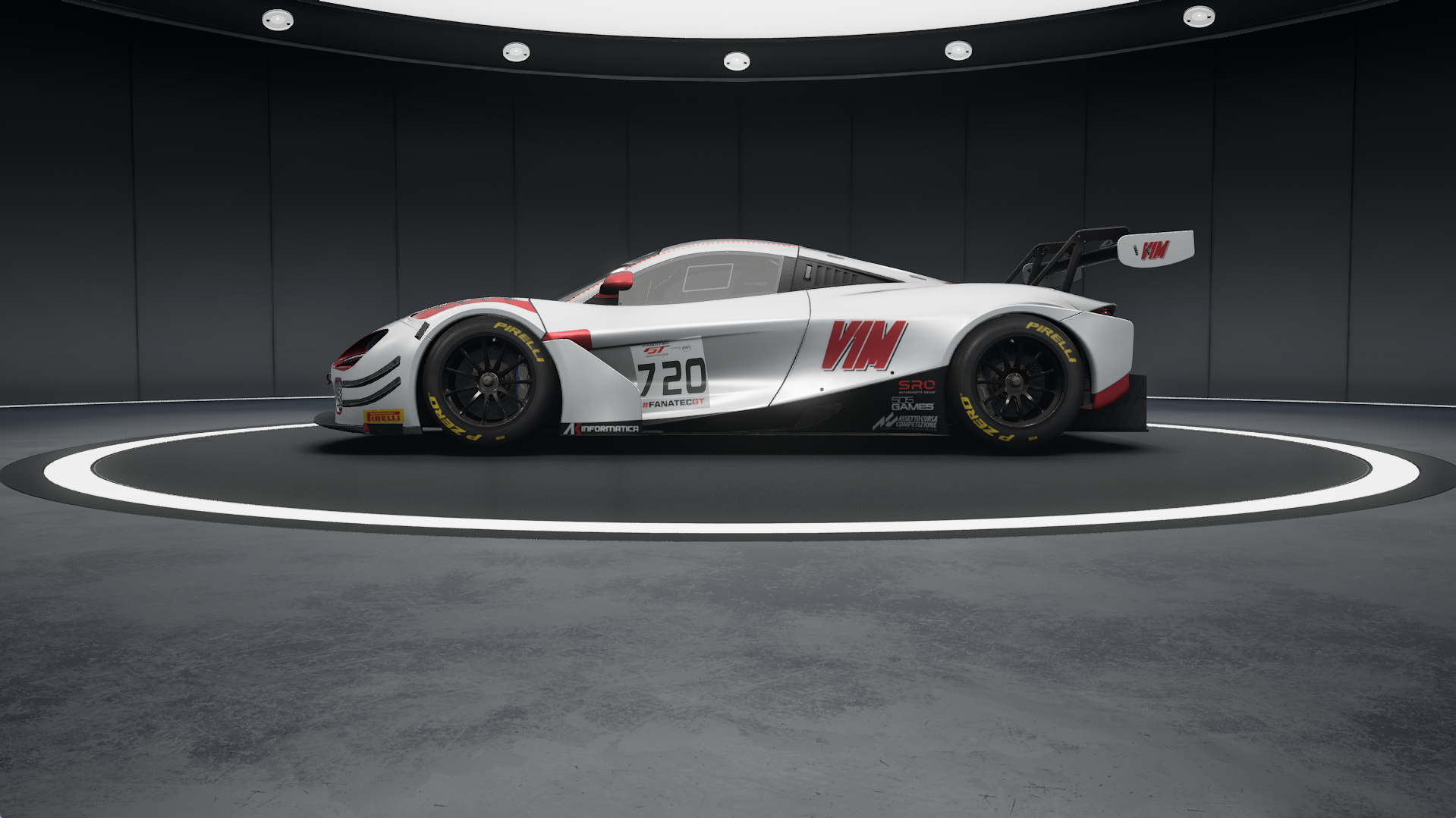 Left side view of the V1M McLaren 720S Evo GT3 livery
