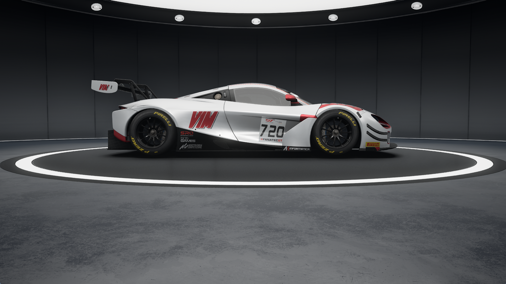 Right side view of the V1M McLaren 720S Evo GT3 livery