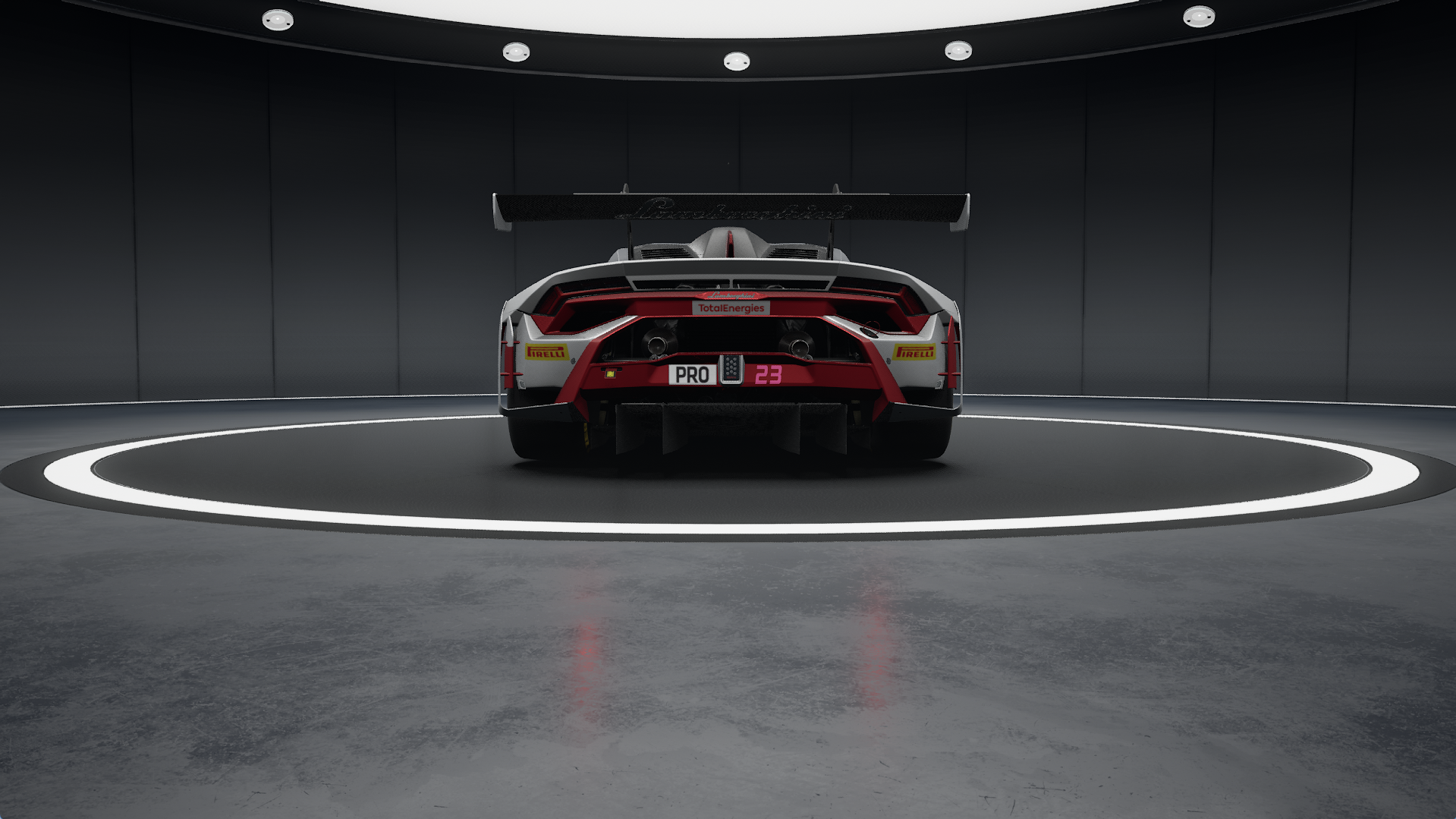 Rear view of the V1M Lamborghini Huracan GT3 EVO2 livery