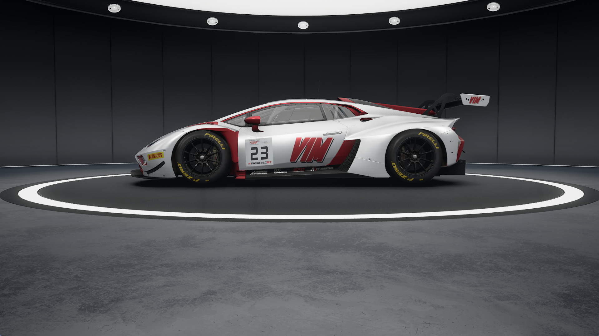 Left side view of the V1M Lamborghini Huracan GT3 EVO2 livery