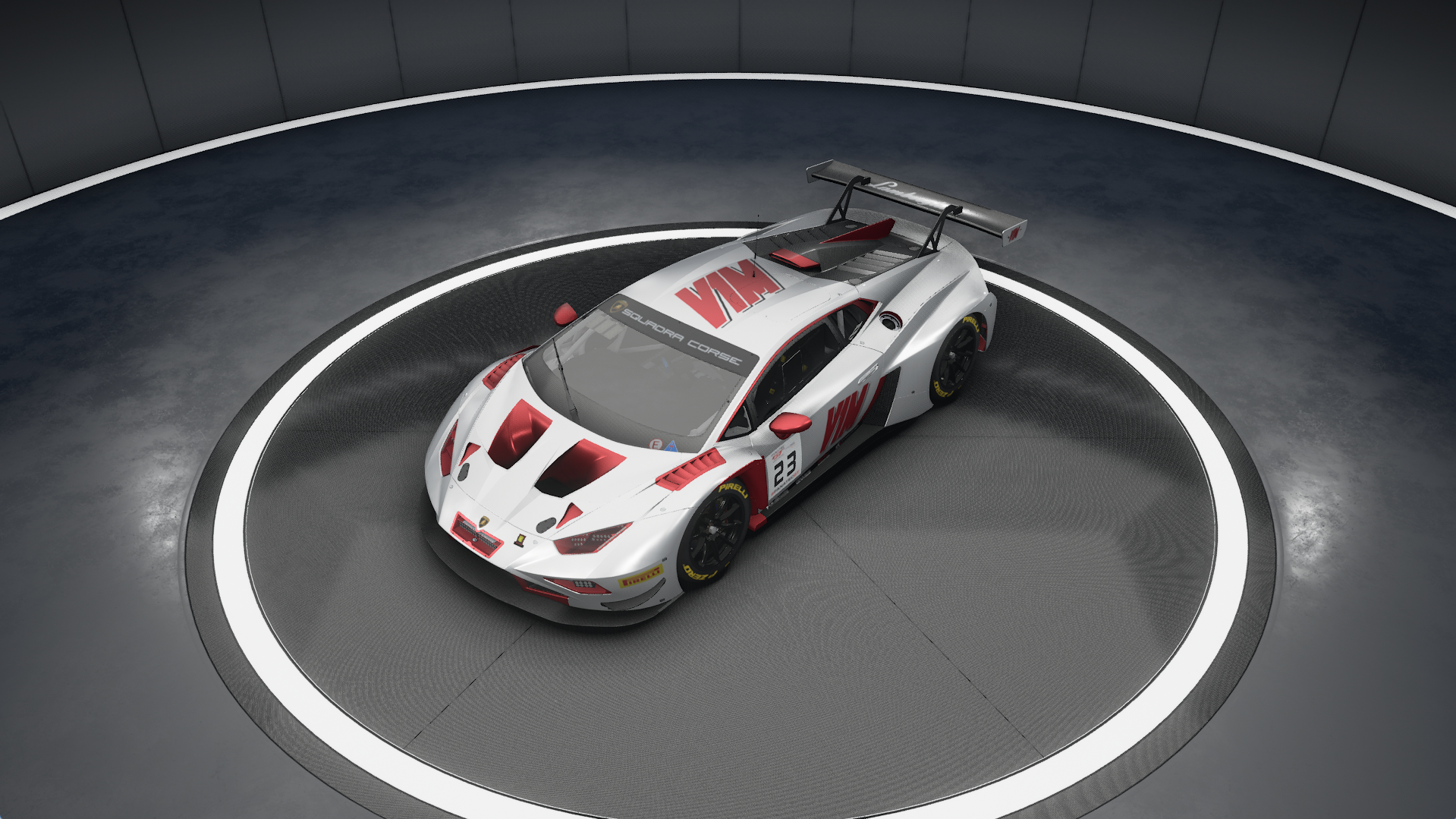 Overhead view of the V1M Lamborghini Huracan GT3 EVO2 livery
